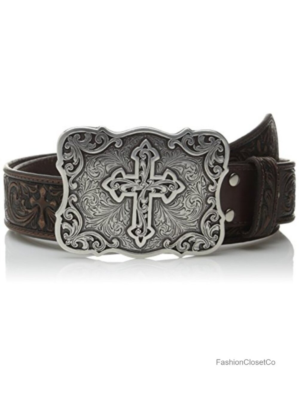 Genuine Leather Western Belt Triple Snap Interchangeable Buckle
